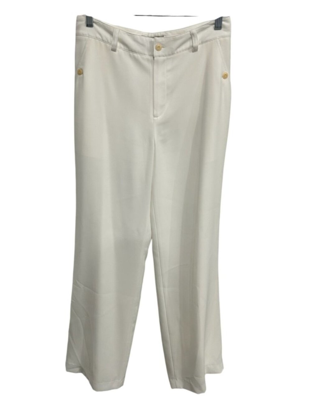 Vintage Blue Ice Womens White High-Waisted Wide Leg Polyester Dress Pants Size 8
